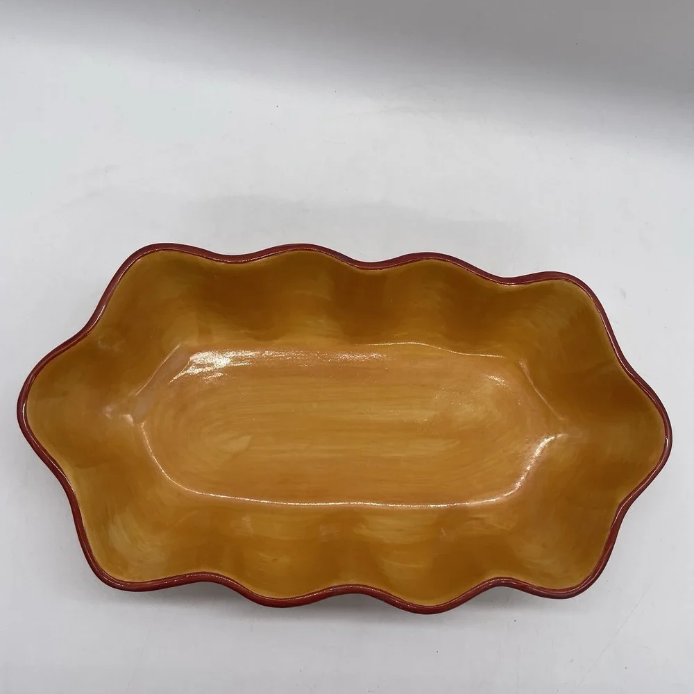 Southern Living at Home Gail Pittman Hand-Painted Ruffled‎ Bowl Siena #40527